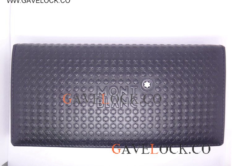 Mont blanc Wallet Fake - Star Logo Black Leather Long Wallet